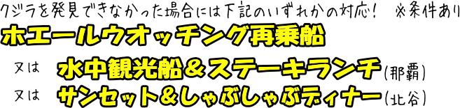 クジラを発見できなかった場合でも再チャレンジ又は以下へ振替ＯＫ！